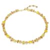 Gema-halsband med blandade slipningar, gult, guldpläterat