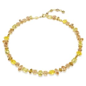 Gema-halsband med blandade slipningar, gult, guldpläterat
