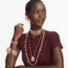 Gema-halsband med blandade slipningar, gult, guldpläterat