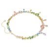 Gema-halsband med blandade slipningar, hängande kristaller, flerfärgat, guldpläterat