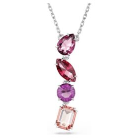 Gema-hänge med blandade slipningar, rosa, rodiumpläterat