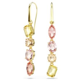 Gema örhängen, asymmetrisk design, blandade slipningar, rosa, guldpläterade