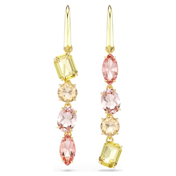 Gema örhängen, asymmetrisk design, blandade slipningar, rosa, guldpläterade Gema örhängen, asymmetrisk design, blandade slipningar, rosa, guldpläterade