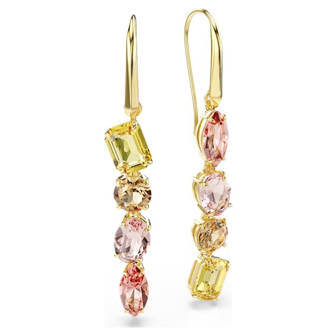 Gema örhängen, asymmetrisk design, blandade slipningar, rosa, guldpläterade Gema örhängen, asymmetrisk design, blandade slipningar, rosa, guldpläterade