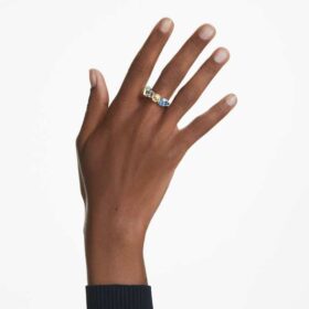Gema-ring med blandade slipningar, flerfärgad, rodiumpläterad
