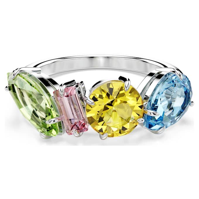 Gema-ring med blandade slipningar, flerfärgad, rodiumpläterad Gema-ring med blandade slipningar, flerfärgad, rodiumpläterad