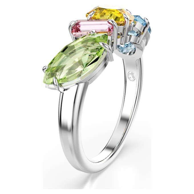 Gema-ring med blandade slipningar, flerfärgad, rodiumpläterad Gema-ring med blandade slipningar, flerfärgad, rodiumpläterad