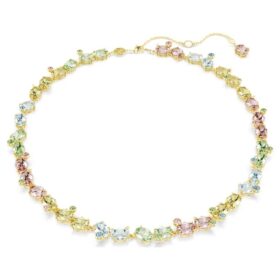 Gema Tennis-halsband med blandade slipningar, flerfärgat, guldpläterat Gema Tennis-halsband med blandade slipningar, flerfärgat, guldpläterat