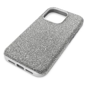 Högt smartphonefodral för iPhone® 15 Pro, silverfärgat