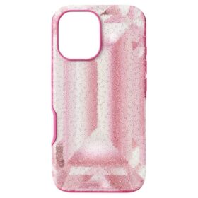 Högt smartphonefodral med kristalltryck, iPhone® 16, rosa