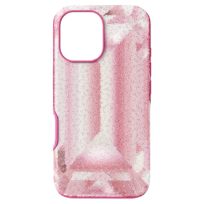 Högt smartphonefodral med kristalltryck, iPhone® 16, rosa Högt smartphonefodral med kristalltryck, iPhone® 16, rosa
