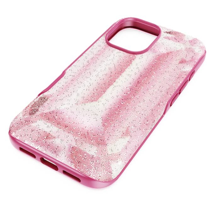 Högt smartphonefodral med kristalltryck, iPhone® 16, rosa Högt smartphonefodral med kristalltryck, iPhone® 16, rosa