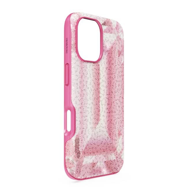 Högt smartphonefodral med kristalltryck, iPhone® 16, rosa Högt smartphonefodral med kristalltryck, iPhone® 16, rosa
