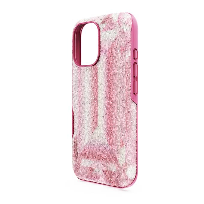 Högt smartphonefodral med kristalltryck, iPhone® 16, rosa Högt smartphonefodral med kristalltryck, iPhone® 16, rosa