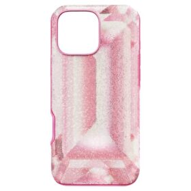 Högt smartphonefodral med kristalltryckmotiv, iPhone® 16 Pro Max, rosa