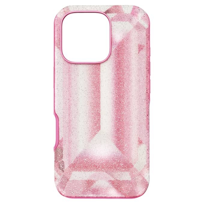Högt smartphonefodral med kristalltryckmotiv, iPhone® 16 Pro, rosa Högt smartphonefodral med kristalltryckmotiv, iPhone® 16 Pro, rosa