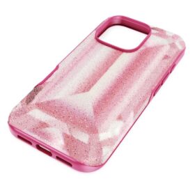Högt smartphonefodral med kristalltryckmotiv, iPhone® 16 Pro, rosa