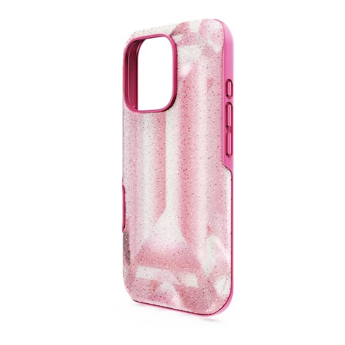 Högt smartphonefodral med kristalltryckmotiv, iPhone® 16 Pro, rosa Högt smartphonefodral med kristalltryckmotiv, iPhone® 16 Pro, rosa