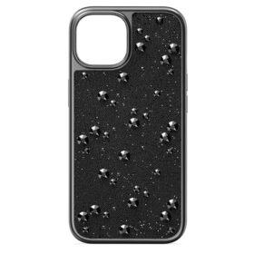 Högt smartphonefodral med platta kristaller, iPhone® 15, svart