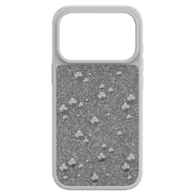 Högt smartphonefodral med platta kristaller, iPhone® 17 Pro, silverfärgat