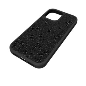 Högt smartphonefodral med platta kristaller, iPhone® 17, svart