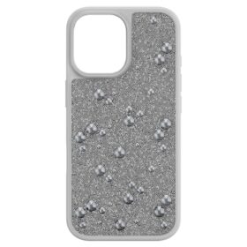 High-smartphonefodral med plana kristaller, iPhone® 17, silverfärgat