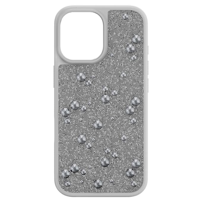 High-smartphonefodral med plana kristaller, iPhone® 17, silverfärgat High-smartphonefodral med plana kristaller, iPhone® 17, silverfärgat