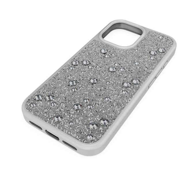 High-smartphonefodral med plana kristaller, iPhone® 17, silverfärgat High-smartphonefodral med plana kristaller, iPhone® 17, silverfärgat