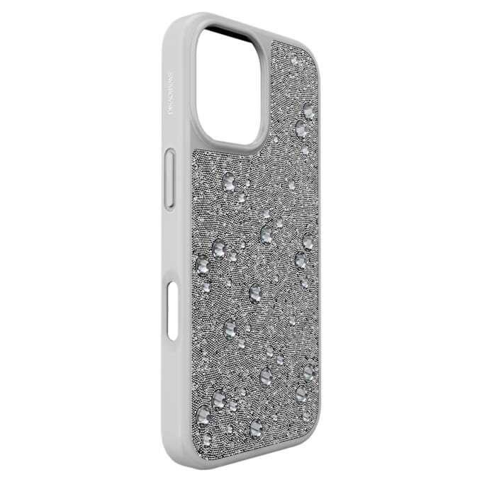 High-smartphonefodral med plana kristaller, iPhone® 17, silverfärgat High-smartphonefodral med plana kristaller, iPhone® 17, silverfärgat