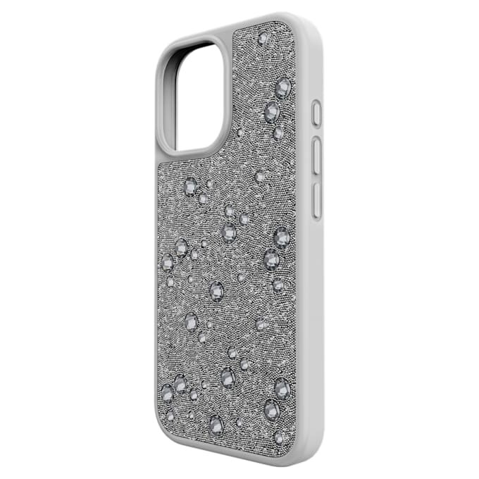 High-smartphonefodral med plana kristaller, iPhone® 17, silverfärgat High-smartphonefodral med plana kristaller, iPhone® 17, silverfärgat