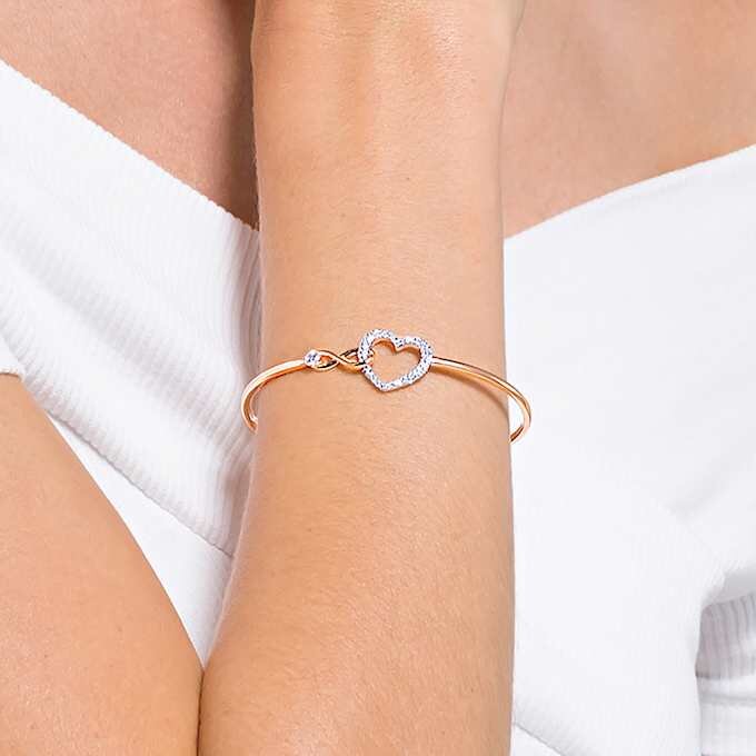 Hyperbola-armband med Infinity-symbol och hjärta, vitt, blandad metallfinish Hyperbola-armband med Infinity-symbol och hjärta, vitt, blandad metallfinish