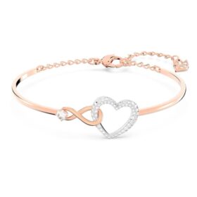 Hyperbola-armband med Infinity-symbol och hjärta, vitt, blandad metallfinish