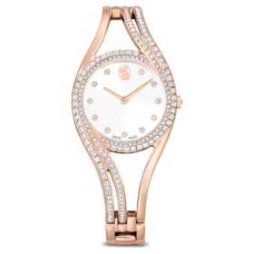 Hyperbola armbandsur, tillverkat i Schweiz, metallarmband, roséguldfärgat, roséguldfärgad ytbehandling