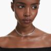 Hyperbola-choker med rundslipade kristaller, vit, blandad metallfinish