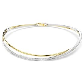 Hyperbola-choker med rundslipade kristaller, vit, blandad metallfinish