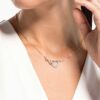 Hyperbola-halsband med Infinity-symbol och hjärta, vitt, blandad metallfinish