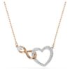 Hyperbola-halsband med Infinity-symbol och hjärta, vitt, blandad metallfinish