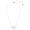 Hyperbola-halsband med Infinity-symbol och hjärta, vitt, blandad metallfinish