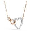 Hyperbola-halsband med Infinity-symbol och hjärta, vitt, blandad metallfinish