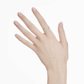 Hyperbola-ring med blandade slipningar, vit, blandad metallfinish