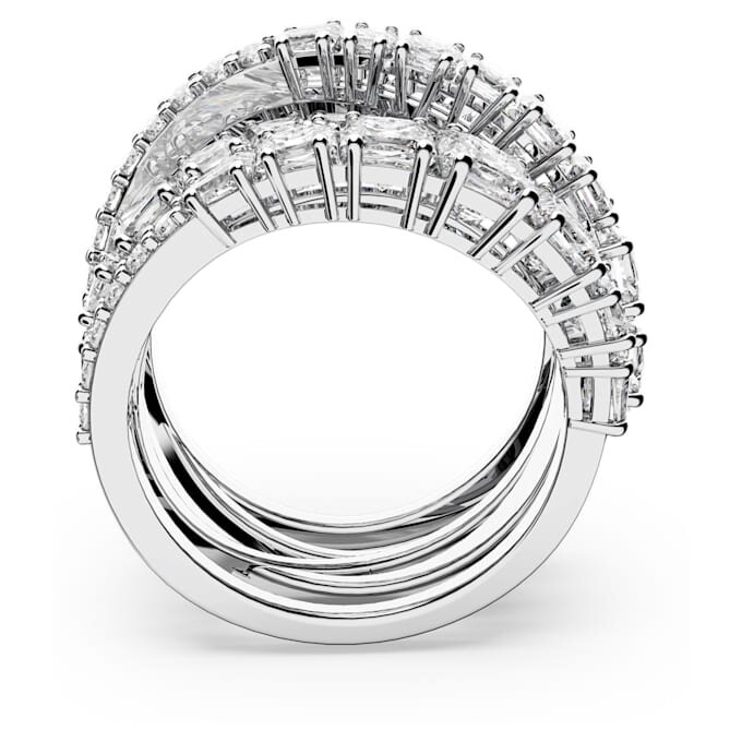 Hyperbola-ring med blandade slipningar, vit, rodiumpläterad Hyperbola-ring med blandade slipningar, vit, rodiumpläterad