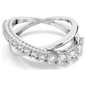 Hyperbola-ring med blandade slipningar, vit, silverfärgad yta