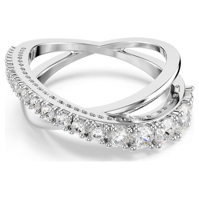 Hyperbola-ring med blandade slipningar, vit, silverfärgad yta Hyperbola-ring med blandade slipningar, vit, silverfärgad yta