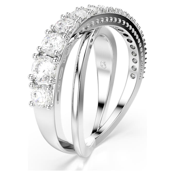 Hyperbola-ring med blandade slipningar, vit, silverfärgad yta Hyperbola-ring med blandade slipningar, vit, silverfärgad yta