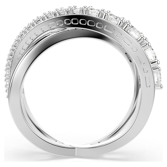 Hyperbola-ring med blandade slipningar, vit, silverfärgad yta Hyperbola-ring med blandade slipningar, vit, silverfärgad yta