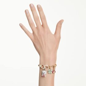 Idyllia-armband med blandade slipningar, blandade motiv, flerfärgat, guldpläterat