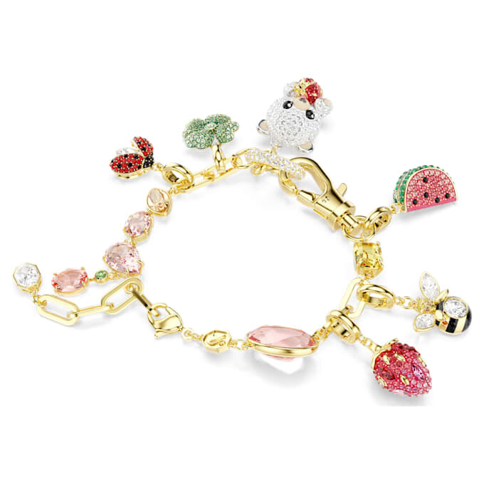 Idyllia-armband med blandade slipningar, blandade motiv, flerfärgat, guldpläterat Idyllia-armband med blandade slipningar, blandade motiv, flerfärgat, guldpläterat