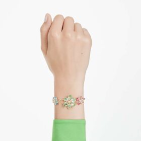 Idyllia-armband med blandade slipningar, blomma, flerfärgat, guldpläterat