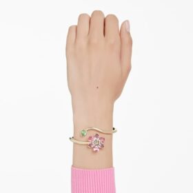 Idyllia-armband med blandade slipningar, blomma, flerfärgat, guldpläterat