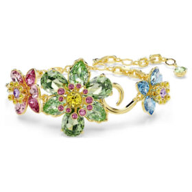 Idyllia-armband med blandade slipningar, blomma, flerfärgat, guldpläterat